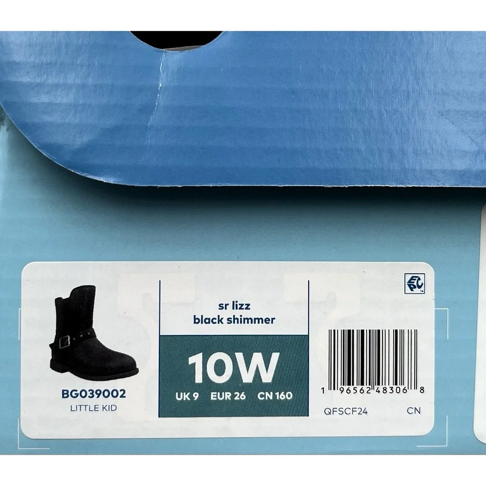 Stride Rite Toddler Girls Lizz Mid Calf Boots Size 10 WIDE Black Shimmer Easy On